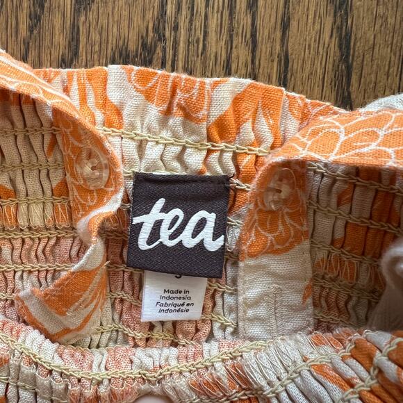 Tea Collection Girl's Smocked Orange Floral Flutter Sleeve Midi Dress - 3 - Picture 7 of 8